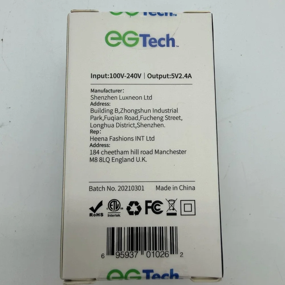 EGTech EGC20 Dual USB Wall Home Chargers 5V 2.4A Fast Charge White - Lot of 3